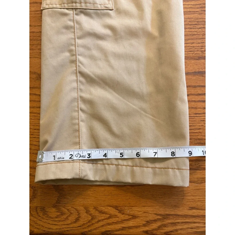 True Religion Mens Khaki Cargo Pants Tan Wide Leg Y2K Horseshoe Logo Size 28